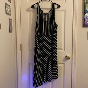 Asymmetrical Black and White striped dress